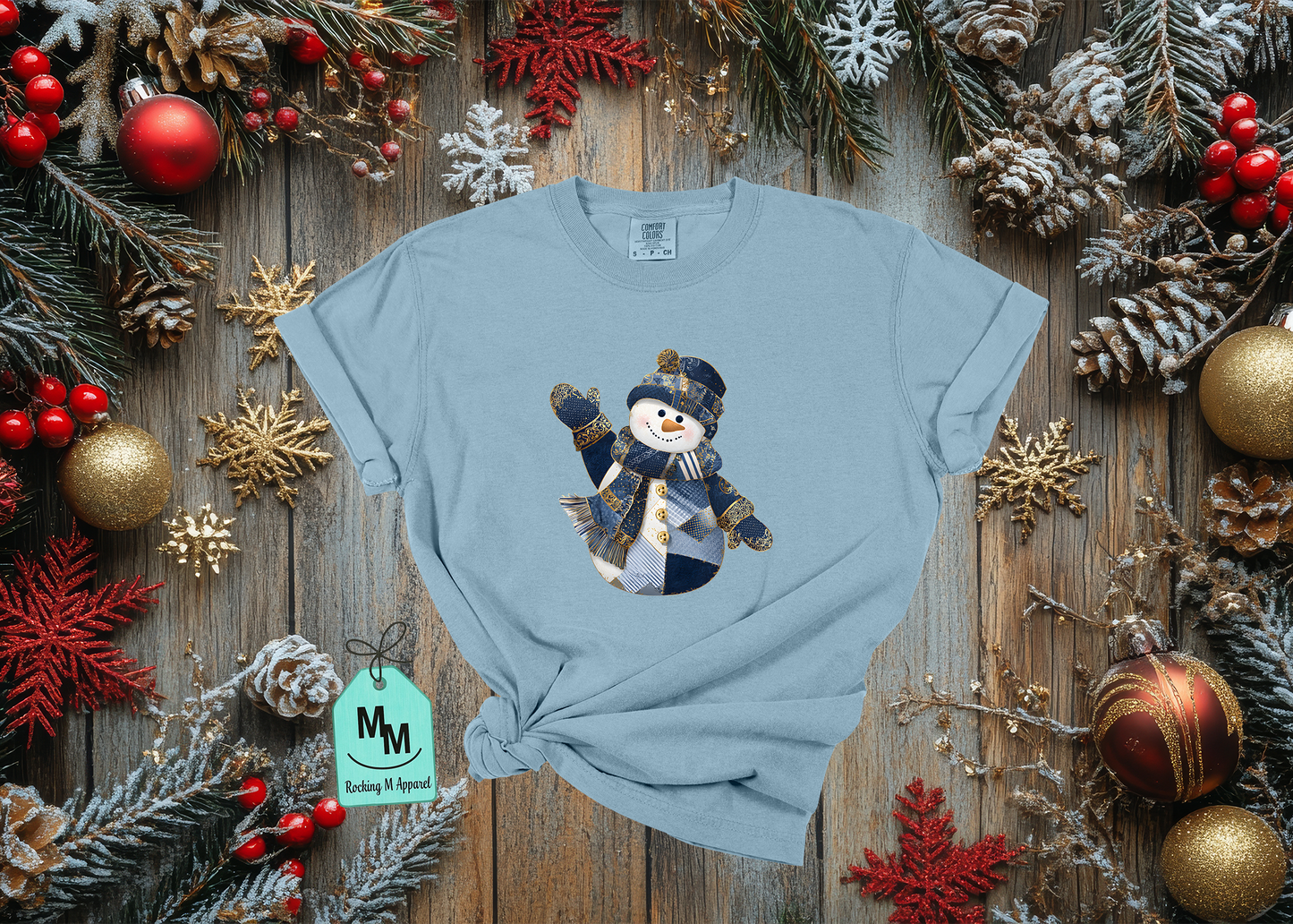 Blue Quilted Snowman