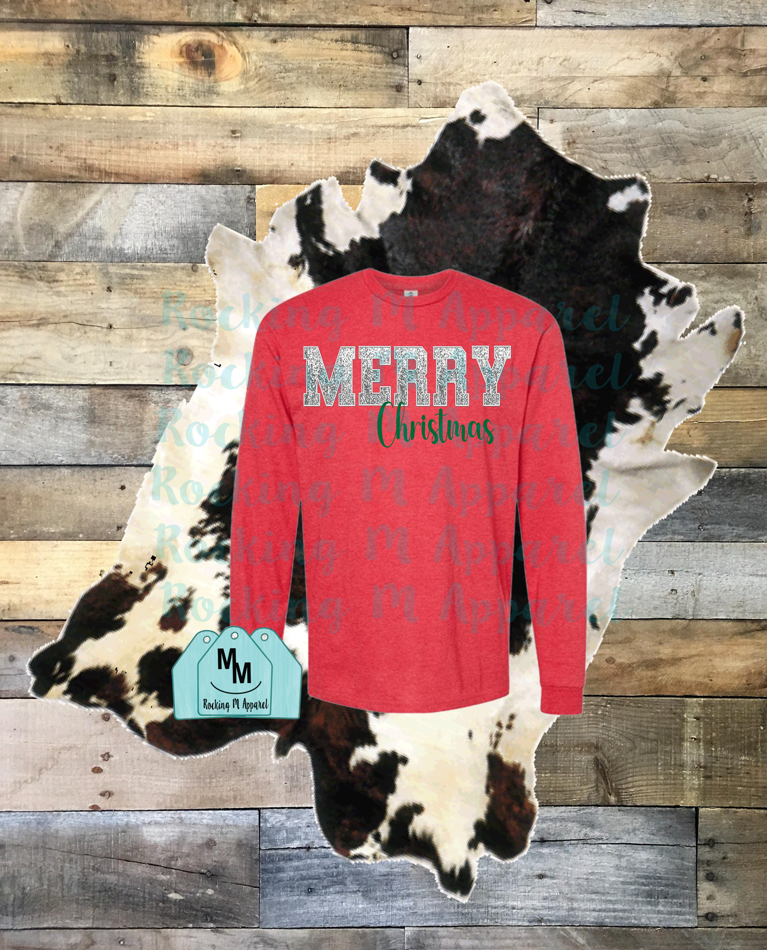 MERRY CHRISTMAS SEQUIN FAUX APPLIQUE